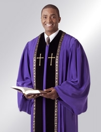 Men's Black/Red Clergy Robe for Pastors